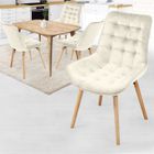 Chaise de Salle à Manger en Velours MIADOMODO® - Lot de 4, Pieds en Hêtre, Style Rétro, Rembourrées - Crème