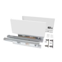 Emuca Kit tiroir Vertex pour cuisine et bain, hauteur 178 mm, prof. 400 mm, 40 Kg, fermeture amortie, Acier, Blanc