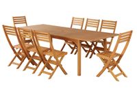 Ensemble repas de jardin - BEAU RIVAGE - SORA8 - Bois d'eucalyptus FSC - Table extensible - 8 chaises