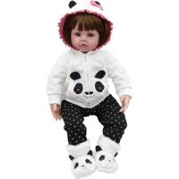 Reborn Doll Girl Jouer à Lifeelike Poupée Simulation Poupée Silicone Bébé Porter Panda Vêtements Mignon Christmas Cadeaux Jouet