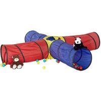 Tente de jeu Tunnel XXL pour enfants RELAXDAYS - Rampant 4 tubes - Intérieur et extérieur - Coloré