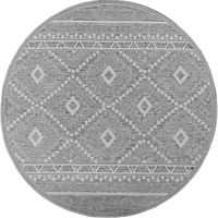 Tapis de Salon ou Terrasse en gris 160x160 | Tapis plat moderne | Rond | Interieur et Exterieur - The Carpet Ottowa