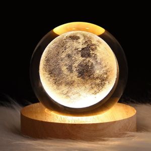 LAMPE A POSER Lune - Veilleuse LED USB boule de cristal galAct, lampe de table, 3D, planète, lune, chambre, décoration d'in