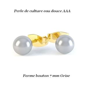 Boucles D'oreilles Puces En Or 750 (18 Carats) Avec Perle De Culture Grise – Occasion, Teints Légèrement Différents