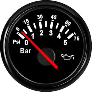 Funien Jauge de pression d'huile automobile,Manomètre d'huile d'automobile réaménageant l'instrument de pression d'huile d'automobile de 52mm 0 ~ 100PSI manomètre de pression d'huile avec des 