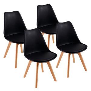 CHAISE DEWINNER Lot de 4 chaises de salle à manger - Simili noir - Scandinave - L 49 x P 56 cm