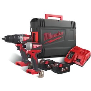 PERCEUSE Milwaukee - Pack 2 outils BRUSHLESS perceuse à percussion + visseuse à chocs 1/4