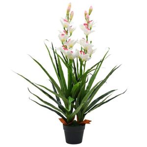 FLEUR ARTIFICIELLE Plante artificielle Orchidée Cymbidium avec pot - 