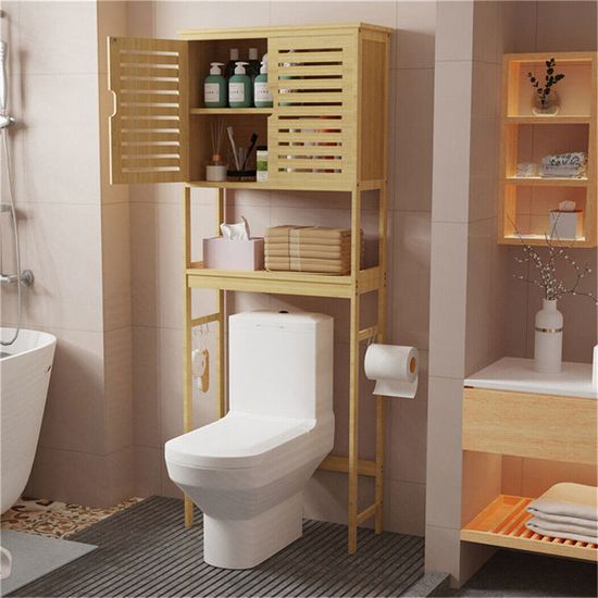 Armoire murale de salle de bain kleankin Bambou 65.2x14x50cm Bois
