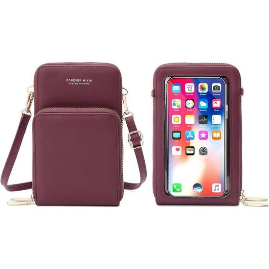Sac Bandoulière Femme Avec Poche Transparente - Protection RFID, écran Tactile (Noir/Vert/Rose/Rouge)