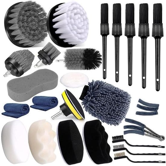 Kit De Nettoyage Auto 7 Pièces - Brosses Pour Intérieur/extérieur Voiture, Bouches D'aération