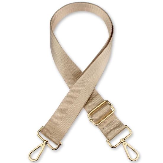 Beige or Longue sangle de sac a bandouliere solide sangle de remplacement large pour sacs en Nylon pour fe