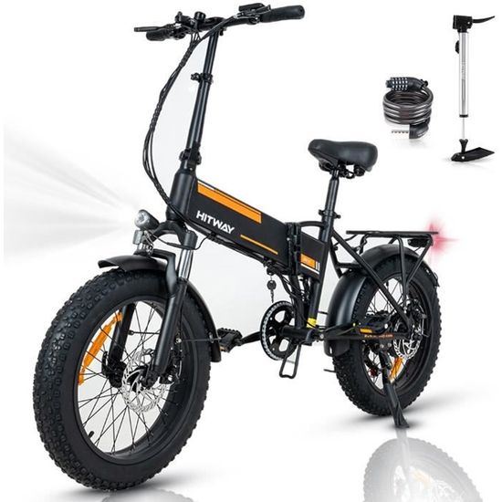 Vélo électrique pliable HITWAY 20" x4.0 Fat Tire - BK10-HW - Roue arrière - Autonomie 35-90km