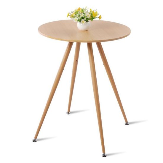 H.J WeDoo Ensemble Table Ronde 80 Cm + 2 Chaises Scandinaves – Bois & Noir – Table à Manger Cuisine Compacte Et Élégante