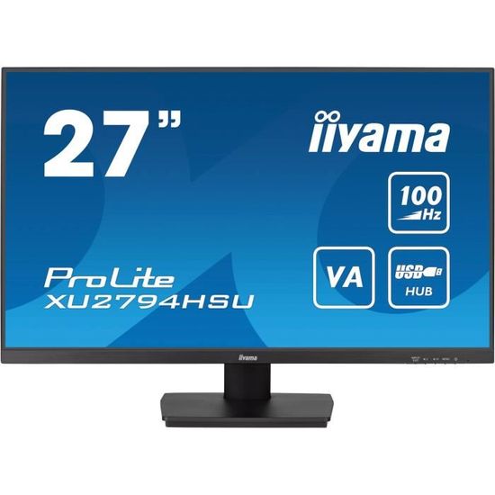 Ecran PC - IIYAMA - XU2794HSU-B6 - 27" VA FHD 1920 x 1080 - 1ms - 100Hz - HDMI DP - Pied réglable en hauteur