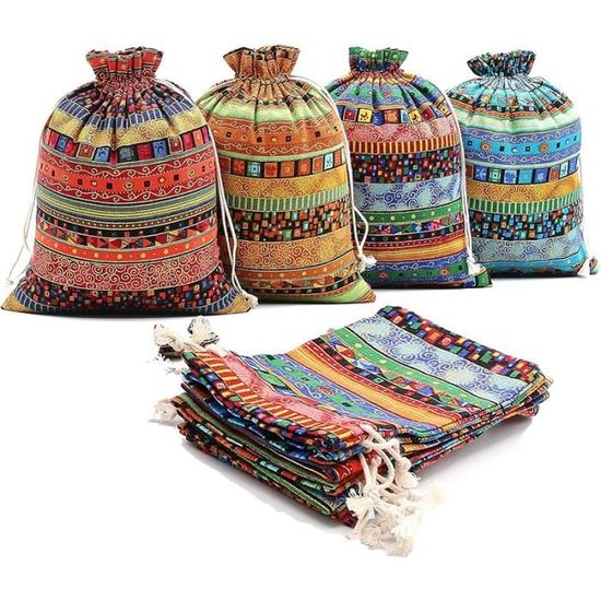 Sacs En Coton 9 Pièces Petits Sacs En Tissu, 20 X 30cm Sacs En Tissu De