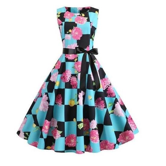 robe courte sans manches imprimée géométrie big toonz art collab freyja