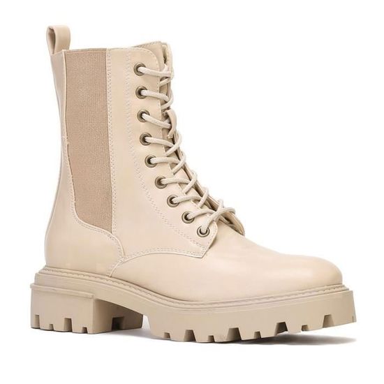 Bottines Femme à Talon Bloc Et Plateforme - Bout Carré Avec Lacets - Modèle 2591 - Taille 35 à 43 - 10