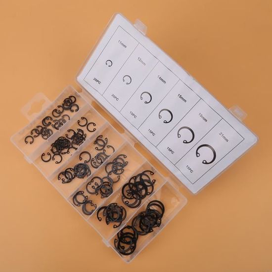 Circlips Interieur 225pcs C-clip Kit, 18 Tailles En Métal, Anneau De Retenue à Pression Clips De Fixation