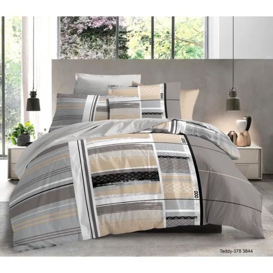 Parure De Draps 4 Pièces vanessa grande Largeur Adama Azur - Bleu - 160x200 Cm - Housse de couette - Parure de lit