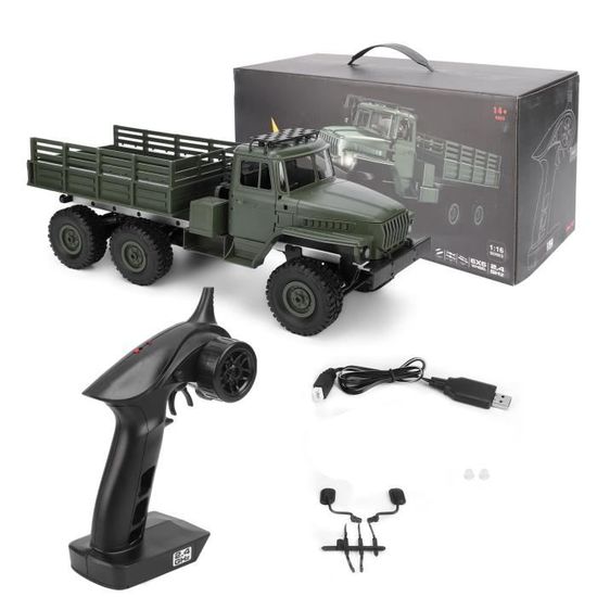 Camion RC Militaire Mostop 6WD 1:12 - Voiture Télécommandée Tout-Terrain Avec Lumières & 2 Batteries