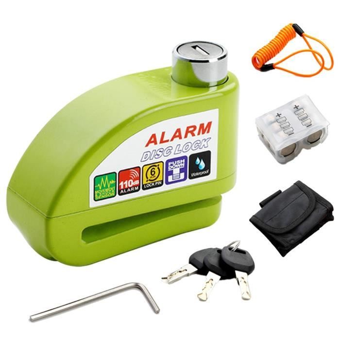 Bloque Disque-Verrouillage de La Moto-Verrouillage du Frein à Disque Son D'alarme 110dB-Convient pour Moto Vélo Scooter Antivol