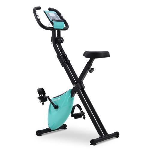 Vélo d'appartement pliable avec ordinateur LCD pour fitness et cardio--BLEU
