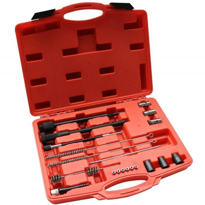 21PCS Kit de Nettoyage pour Sièges d'injecteurs Nettoyeur pour Injecteurs Ponceuse Extracteur
