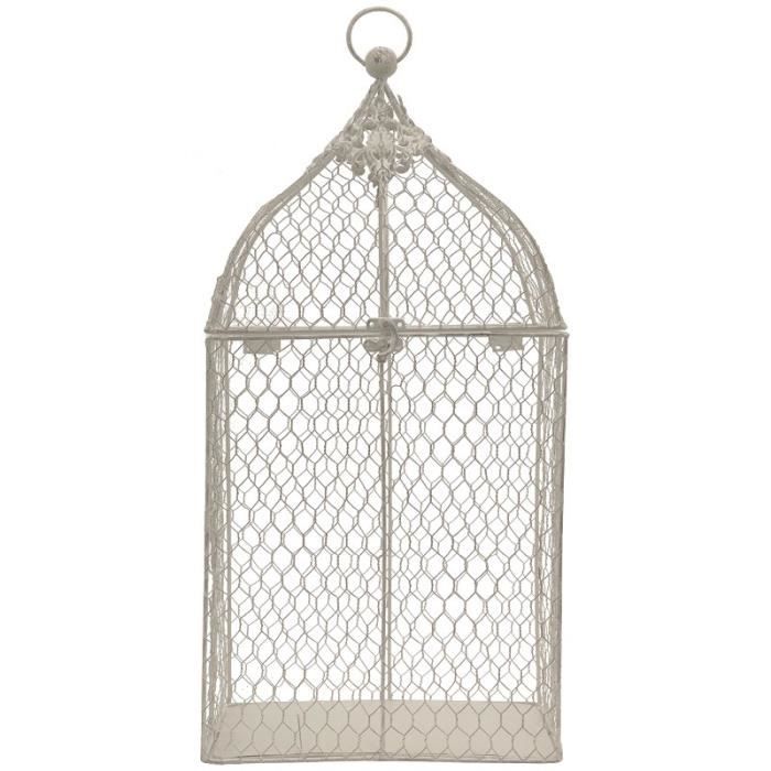 Grande Cage à Oiseaux de Décoration Grillagée Blanc 53 cm
