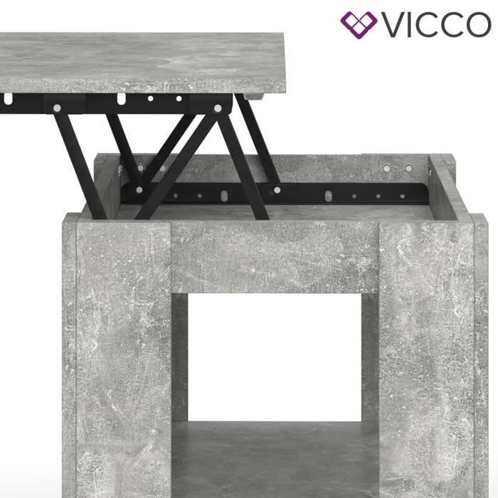 VICCO table basse LORENZ table basse en béton réglable en