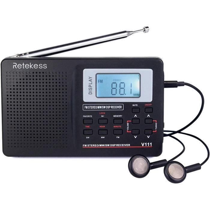 RADIO CD - RADIO CASSETTE - FM Retekess V111 Radio Portable FM AM SW, DSP Poste Radio Transistor avec Minuterie Sommeil, Radio &143