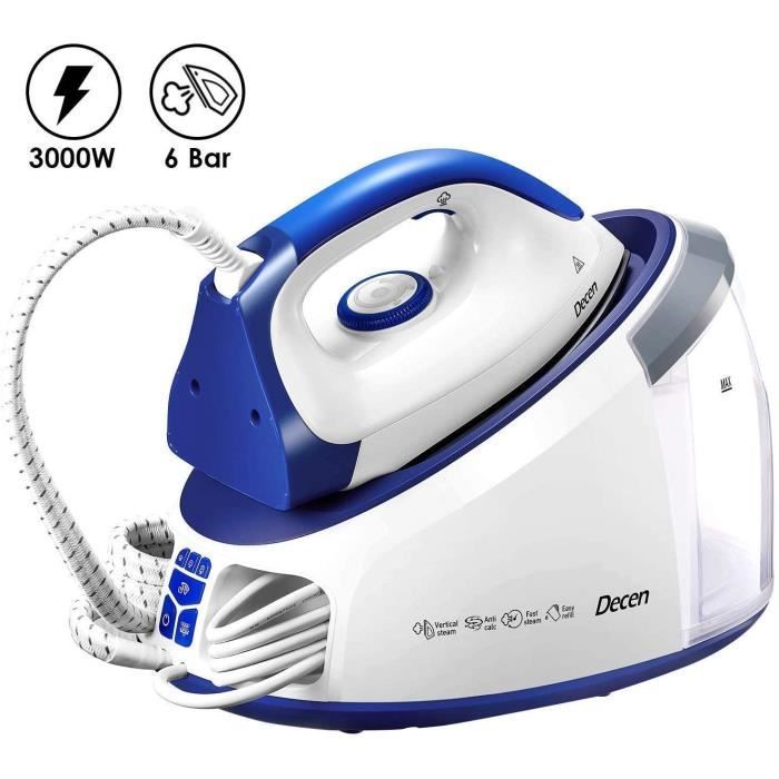 Centrale Vapeur Haute Pression 6 bars Professionnel Turbo, 3000W Fer à Vapeur de Haute Puissance, Anti-Calcaire, 3 Repassage Modes C