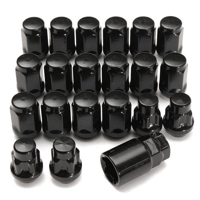 20Pcs M12x1.5 Écrou Roue 60° Sécurité Antivol Conique Alliage Noir Clé Pour Ford co45607