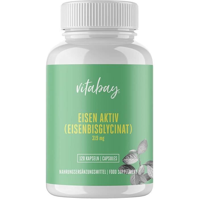 Minéraux Fer actif de 319 mg bisglycinate - 120 Vegi Capsules - Extra doses élevées et la haute disponibilité 663069