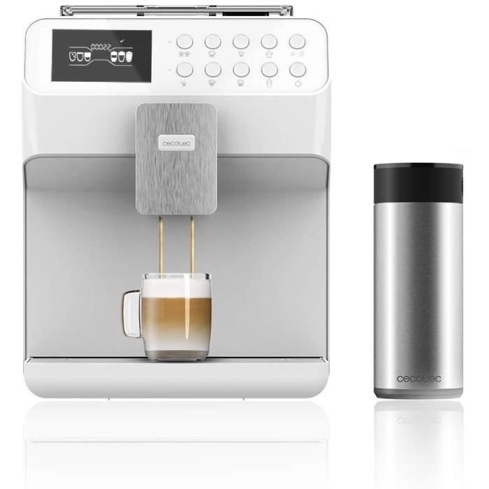 Cecotec Machine à café Méga-Automatique Power Matic-ccino 7000 Touch Série Bianca. Technologie avec 19 bars de pression, Télécommand