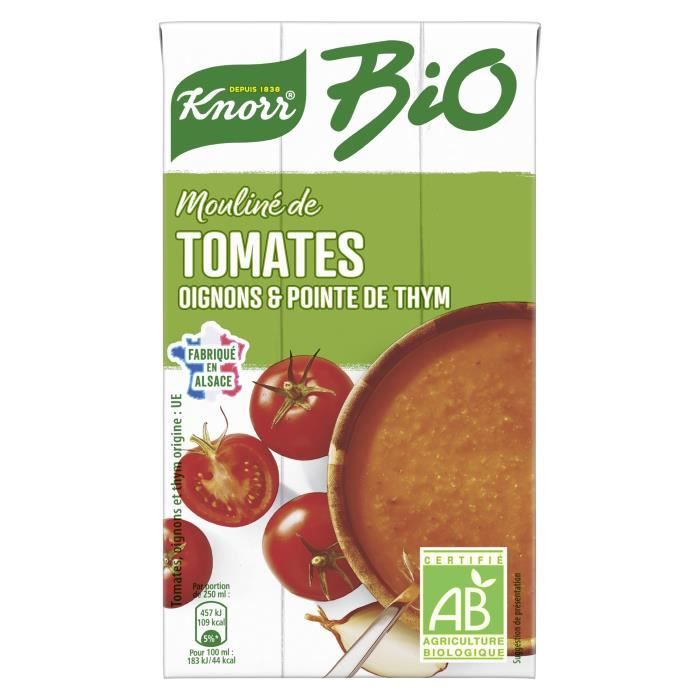 KNORR Bio Soupe Liquide Mouliné de Tomates Oignons et Pointe d'Herbes - 1 l