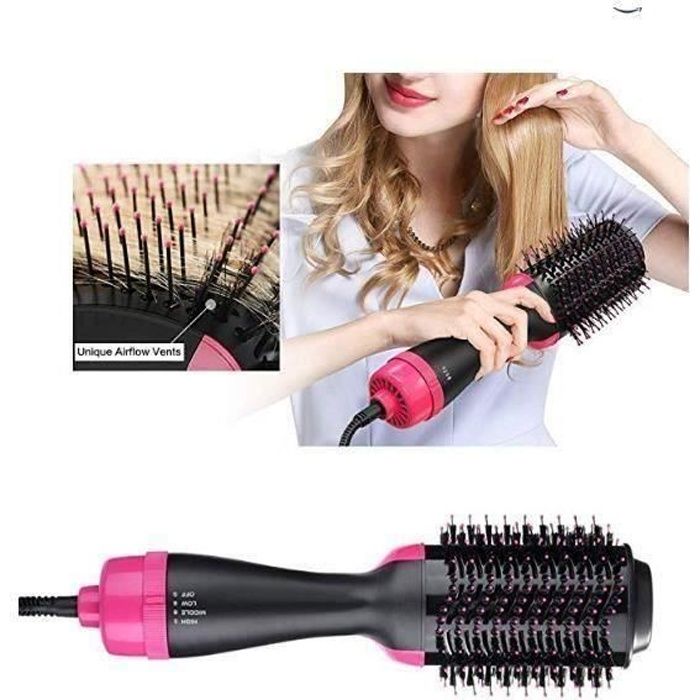 2 en 1 Brosse Soufflante Rotative, One Step Sèche-Cheveux Brosse à Cheveux Electrique Multifonctionnels fer à friser
