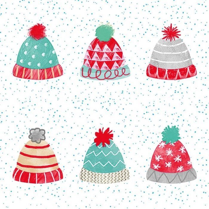 Serviette bonnets hiver 3 plis 33x33 cm x20