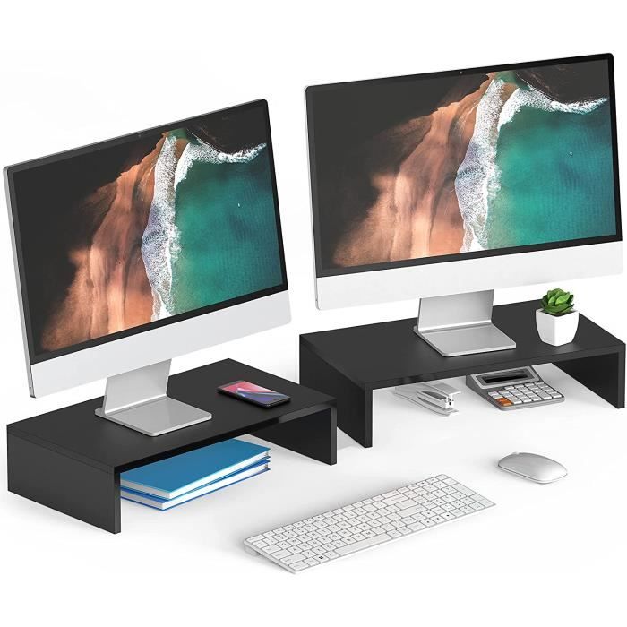 FITUEYES 2 Réhausseur d'Écran d'Ordinateur en Bois Support de Moniteur PC et TV,Moniteur Stand pour Bureau 42.5x23.5x10cm DT104202WB