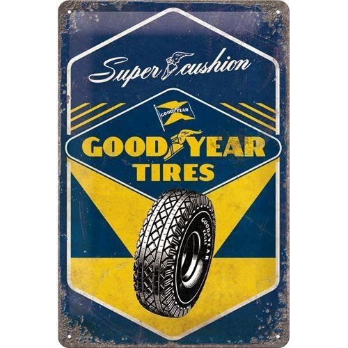 Plaque en métal 20 X 30 cm : 'Goodyear tires' - 'Pneus Goodyear'