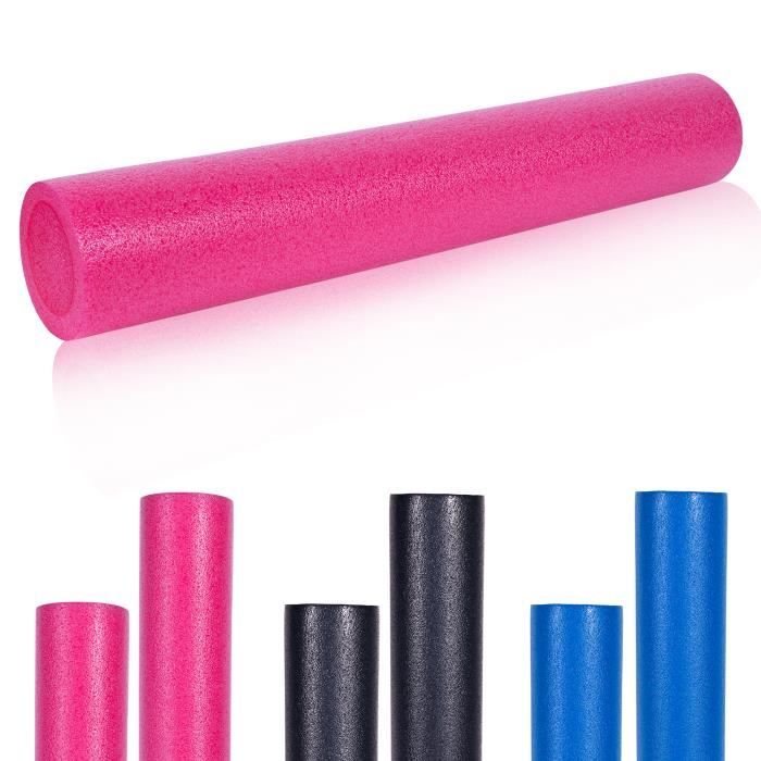 Rouleau de Pilates en mousse 90 x 15 cm - Rouleau de yoga pour l'auto-masage et la stimulation des fascias - Rose