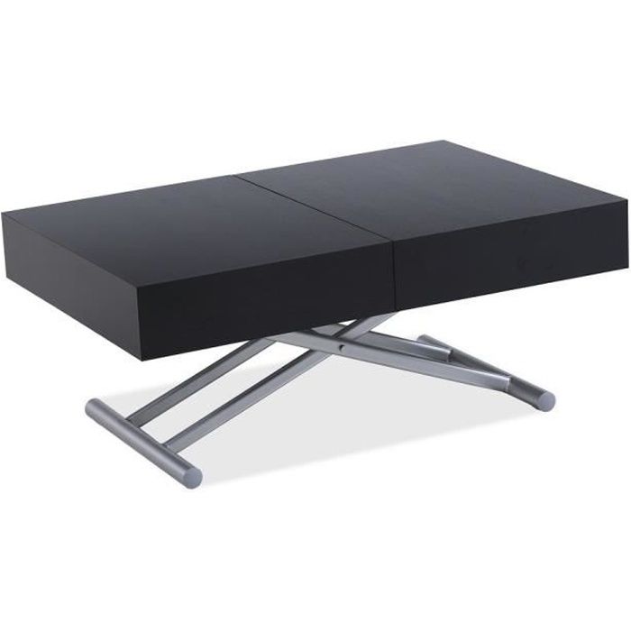 Table relevable extensible HARIE mélaminé bois noir noir MDF Inside75