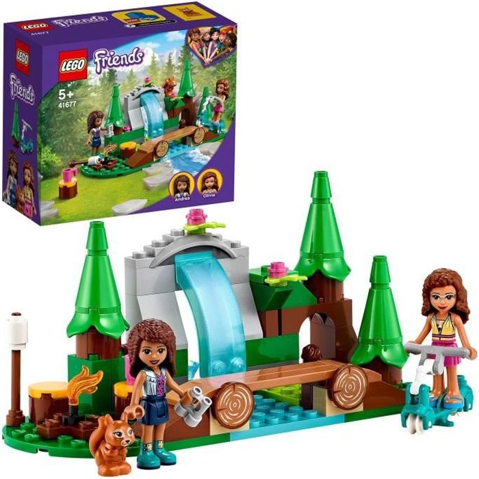 LEGO® 41677 Friends La cascade dans la forêt – Jeu de Construction avec Mini Poupées Andréa et Olivia + Écureuil Jouet Enfant 5 ans
