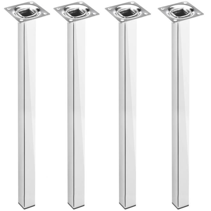 Pieds de table carré pour meubles et bureau en acier chromé 75cm