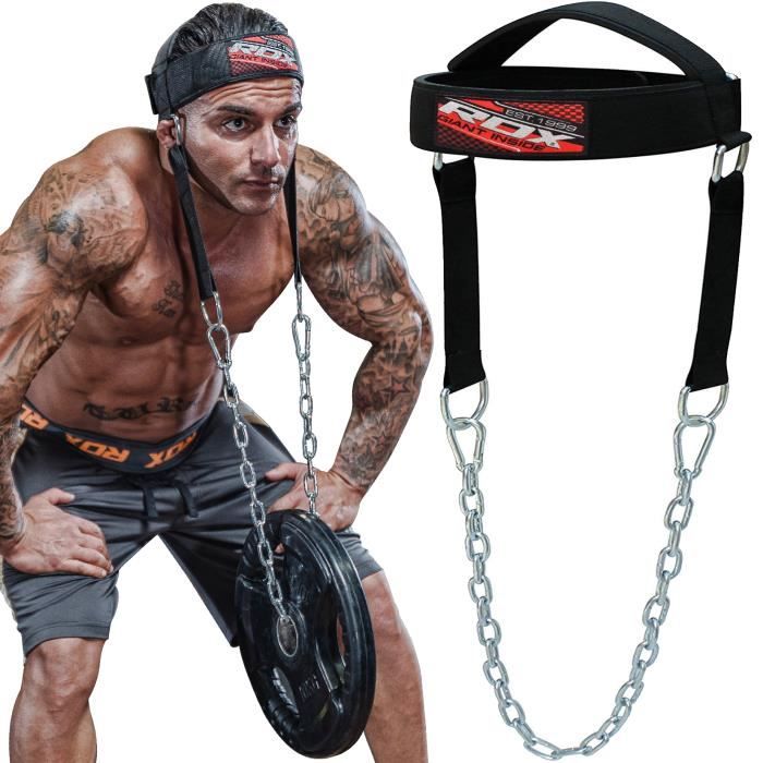 RDX Cou Harnais de Tete Chaîne de Levage, Head Hraness, Weight lifting Head Harness, Néoprène Réglable, Poids Gym Fitness