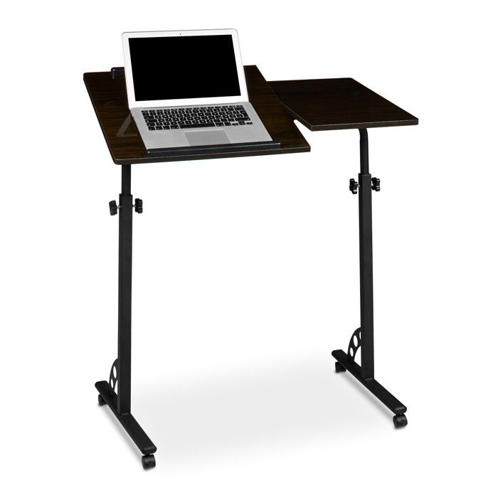 Relaxdays Table ordinateur portable HxlxP: 110 x 80 x 50 cm hauteur réglable roulettes table bout de canapé table de lit bureau