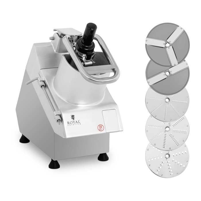 Robot Coupe-Légumes Électrique De Cuisine Royal Catering RCGS-750 (750 W 280 tr/min Deux Orifices 5 Disques diamètre 205mm)