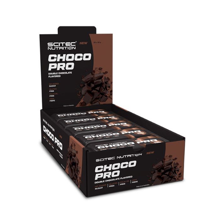 Boîte barres choco pro (20X50g) - Double Chocolat
