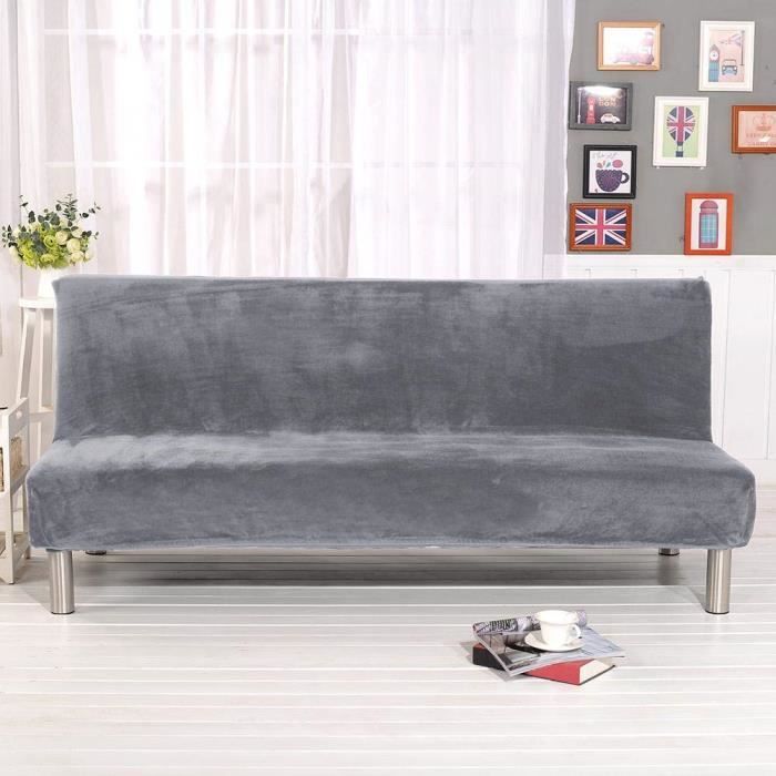 Housse de Canapé clic clac élastique Plus épais en peluche des produits ménagers Confortable Élastique Universe-Gris Argent