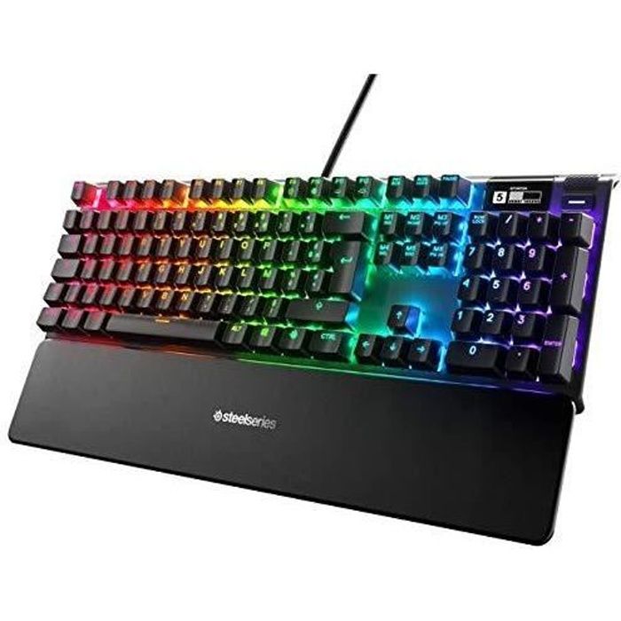 SteelSeries Apex Pro – Clavier de Gaming Mécanique – Switch à Technologie OmniPoint – Écran OLED Display – Agencement Français